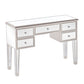 43" Silver Mirrored Glass and Solid Wood Console Table With Five Drawers
