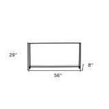 56" Clear and Black Glass Frame Console Table With Shelves