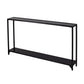 56" Clear and Black Glass Frame Console Table With Shelves