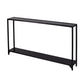 56" Clear and Black Glass Frame Console Table With Shelves