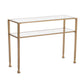 43" Clear and Gold Glass Console Table With Shelves