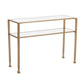 43" Clear and Gold Glass Console Table With Shelves