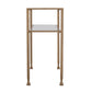 43" Clear and Gold Glass Console Table With Shelves