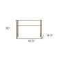 43" Clear and Gold Glass Console Table With Shelves