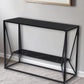 42" Black Glass Frame Console Table With Shelves
