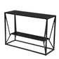 42" Black Glass and Metal A Frame Console Table With Shelf