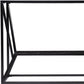 42" Black Glass and Metal A Frame Console Table With Shelf