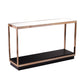48" Clear Black and Champagne Glass Floor Shelf Console Table With Shelf