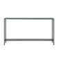 56" Silver and Gunmetal Mirrored Glass Console Table