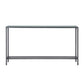 56" Silver and Gunmetal Mirrored Glass and Metal Console Table