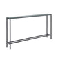 56" Silver and Gunmetal Mirrored Glass and Metal Console Table
