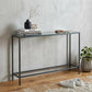 56" Silver and Gunmetal Mirrored Glass and Metal Console Table