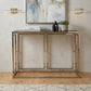 44" Champagne and Gold Faux Marble and Metal Frame Console Table