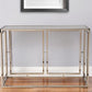 44" Champagne and Gold Faux Marble Frame Console Table