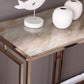 44" Champagne and Gold Faux Marble and Metal Frame Console Table