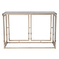 44" Champagne and Gold Faux Marble and Metal Frame Console Table