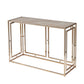 44" Champagne and Gold Faux Marble and Metal Frame Console Table