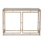 44" Champagne and Gold Faux Marble and Metal Frame Console Table