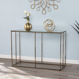 42" Clear and Gold Glass and Metal Frame Console Table