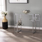 42" Silver Mirrored Glass Oval Cross Leg Console Table With Shelves