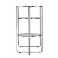 42" Silver Mirrored Glass and Iron Oval Cross Leg Console Table With Two Shelves
