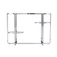 42" Silver Mirrored Glass and Iron Oval Cross Leg Console Table With Two Shelves