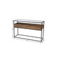 48" Clear and Black Glass Frame Console Table With Storage With Storage