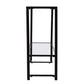 52" Clear and Black Glass Mirrored Sled Console Table With Shelves