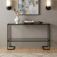 52" Clear and Black Glass Mirrored Sled Console Table With Shelves