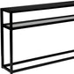 50" Black Glass Frame Console Table With Shelves