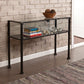43" Clear and Black Glass Distressed Console Table With Storage