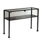 43" Clear and Black Glass Distressed Console Table With Storage