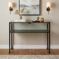 43" Clear and Black Glass Distressed Console Table With Storage