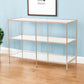 42" Clear and Gold Glass Mirrored Frame Console Table With Shelves