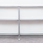 49" Clear and Silver Glass Distressed Frame Console Table With Shelves