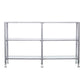 49" Clear and Silver Glass Distressed Frame Console Table With Shelves