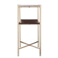 47" White Brass and Brown Faux Marble Console Table With Shelf