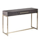 48" Gray and Gold Wood and Metal Frame Console Table With Drawer
