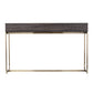 48" Gray and Gold Wood and Metal Frame Console Table With Drawer