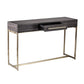 48" Gray and Gold Wood and Metal Frame Console Table With Drawer