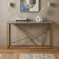 52" Gray and Gold Faux Marble and Metal A Frame Console Table