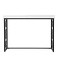 42" White and Black Glass and Metal Sled Console Table