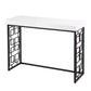 42" White and Black Glass and Metal Sled Console Table