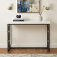 42" White and Black Glass and Metal Sled Console Table