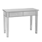40" Silver Mirrored Glass and Wood Console Table With Two Drawers
