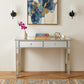 40" Silver Mirrored Glass and Wood Console Table With Two Drawers
