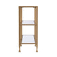 49" Clear and Gold Glass Floor Shelf Console Table With Storage