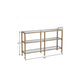 49" Clear and Gold Glass Floor Shelf Console Table With Storage