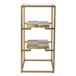 24" Brass Glass And Iron Rectangular End Table With Two Shelves
