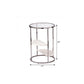 24" Black Metal Glass And Faux Marble Round End Table With Two Shelves